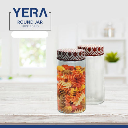 Yera Matrix 680 ML Glass Storage Jar with Printed Lid - 7
