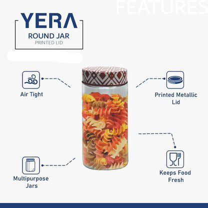 Yera Matrix 680 ML Glass Storage Jar with Printed Lid - 6