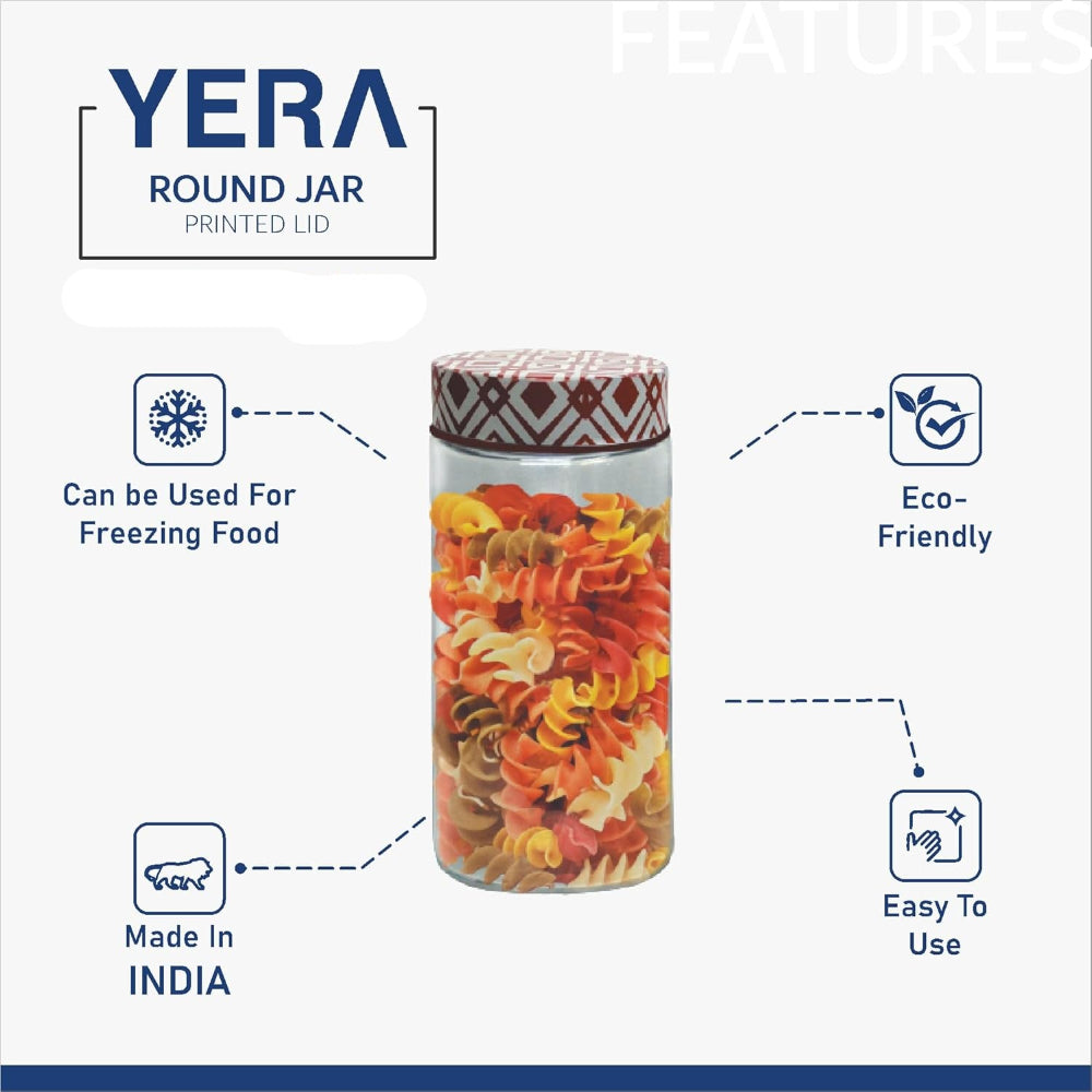 Yera Matrix 680 ML Glass Storage Jar with Printed Lid - 5