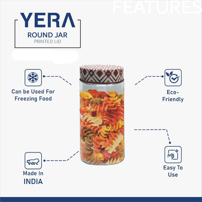 Yera Matrix 680 ML Glass Storage Jar with Printed Lid - 5