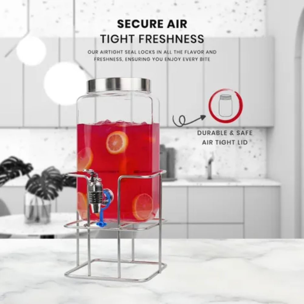 Yera Aquafresh 4 Litre Dispensing Jar With Steel Tap and Metal Stand - 5