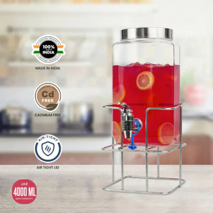 Yera Aquafresh 4 Litre Dispensing Jar With Steel Tap and Metal Stand - 4