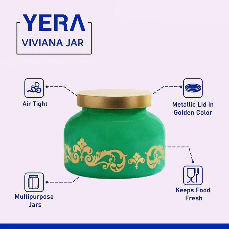 Yera Viviana 760 ML Glass Storage Jar with Metallic Lid - 5