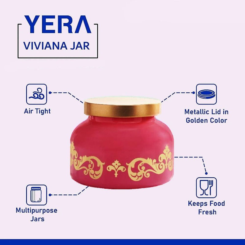 Yera Viviana 760 ML Glass Storage Jar with Metallic Lid - 2