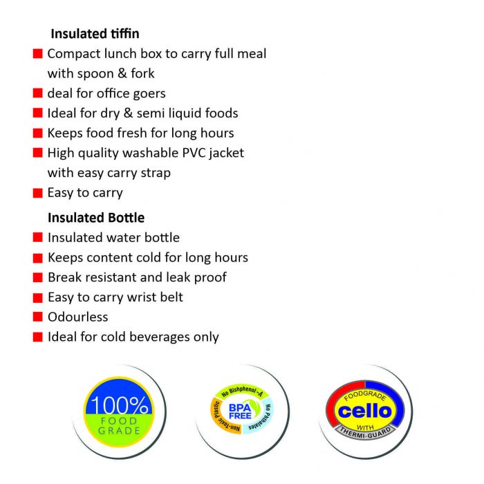 Cello Zest Gift Set – Insulated Tiffin Box with Bottle - 5