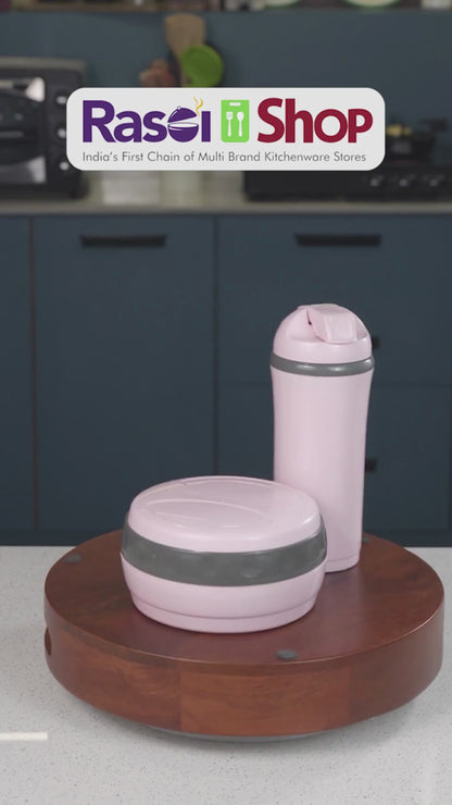 Asian Bite & Sip Insulated Souvenir Set - 400 ML Flask + 450 ML Tiffin | Set of 2 Pcs