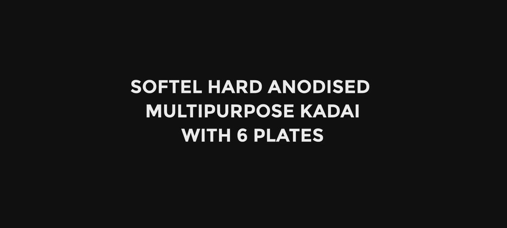 Softel Hard Anodised Multipurpose Kadai with 6 Plates | Hindalco Material | Induction Compatible | Idli, Dhokla, Patra & Momos Maker | Black