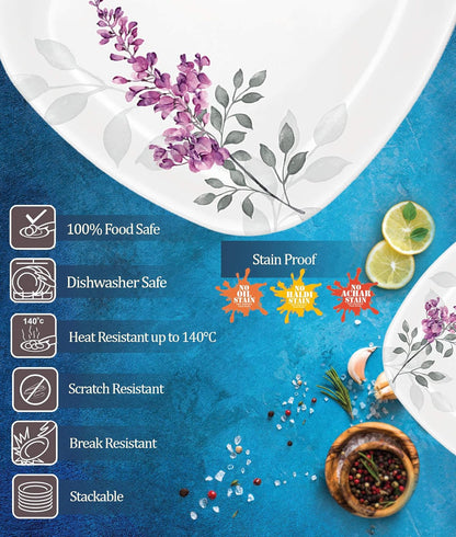 मिल्टन मेलामाइन स्क्वेअर राउंड 31 पीसी डिनर सेट | 31 Pcs चा संच | MIL0008