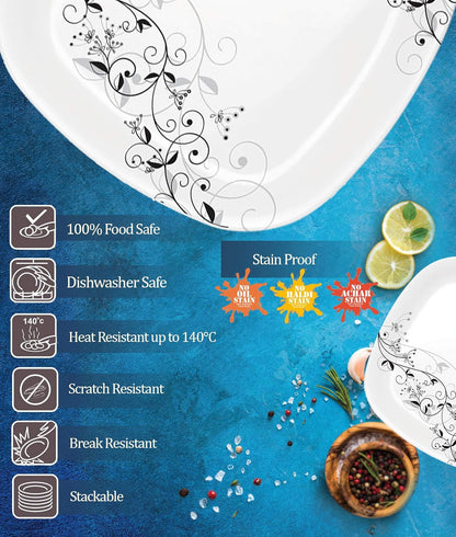 मिल्टन मेलामाइन स्क्वेअर राउंड 31 पीसी डिनर सेट | 31 Pcs चा संच | MIL0008