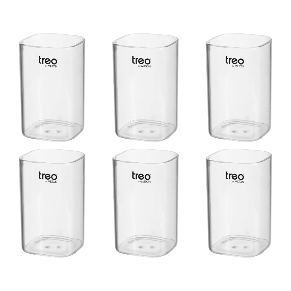 Treo Borosilicate Glass 230 ML V Square Tumbler - 6