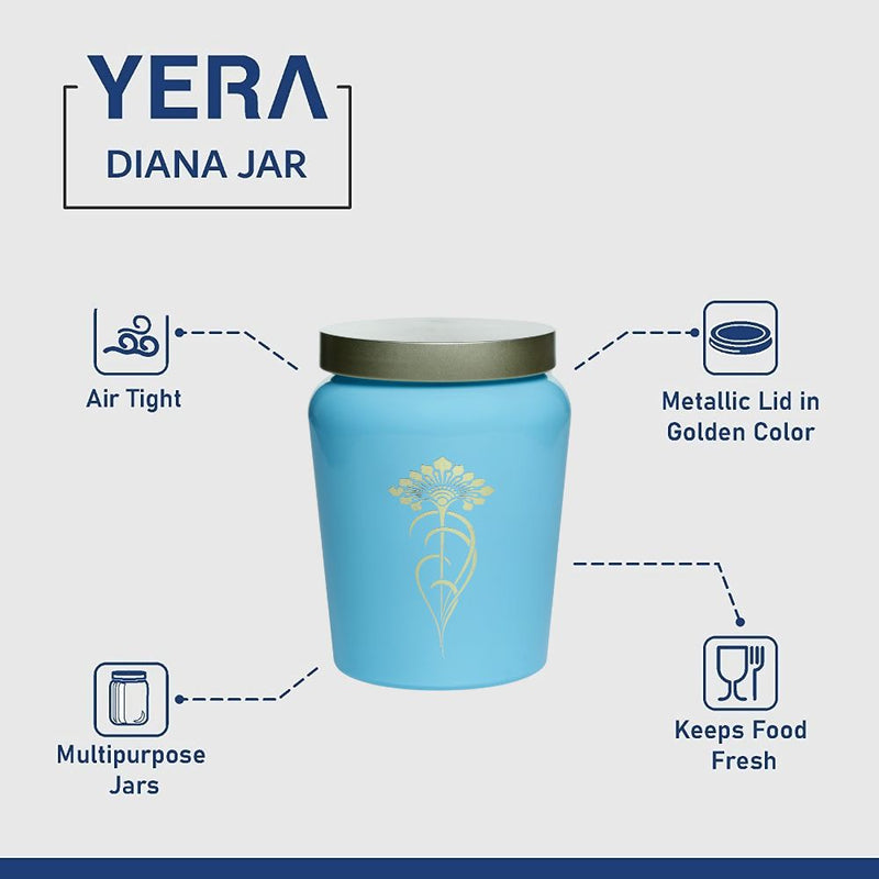Yera Diana 750 ML Glass Storage Jar with Metallic Lid - 13