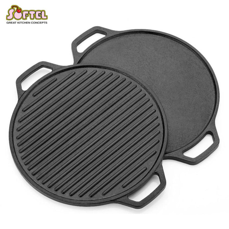 Softel Cast Iron 30 cm 2-In-1 Grill & Griddle (Grill pan + Dosa Tawa) - 2