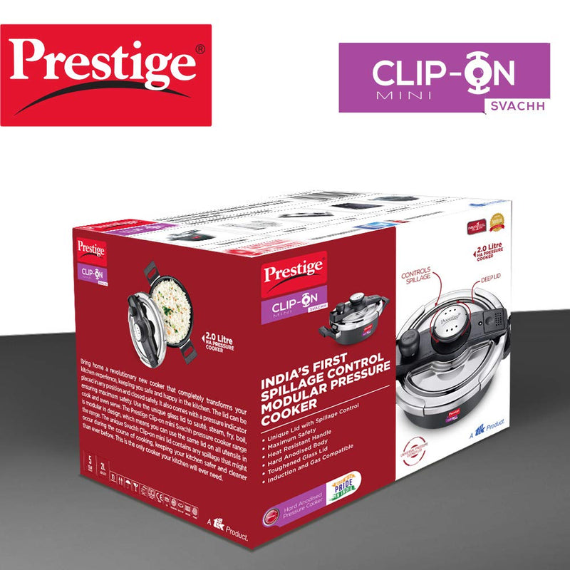Prestige Clip-on Mini Svachh Hard Anodised Aluminium Pressure Cooker with Glass Lid - 20239 - 7
