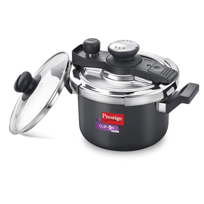 Prestige Clip-on Mini Svachh Hard Anodised Aluminium Pressure Cooker with Glass Lid - 20240 - 1