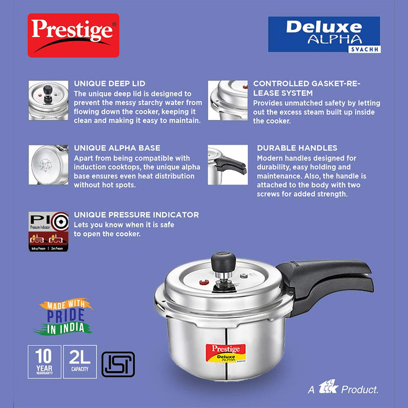 Prestige Deluxe Alpha Svachh Stainless Steel Pressure Cooker - 5