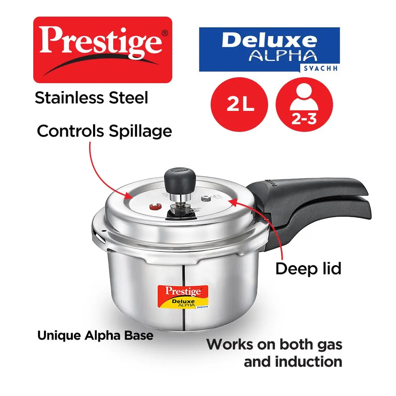 Prestige Deluxe Alpha Svachh Stainless Steel Pressure Cooker - 3