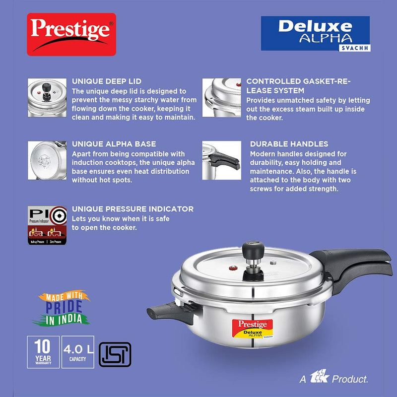 Prestige Deluxe Alpha Svachh Stainless Steel Pan Pressure Cooker