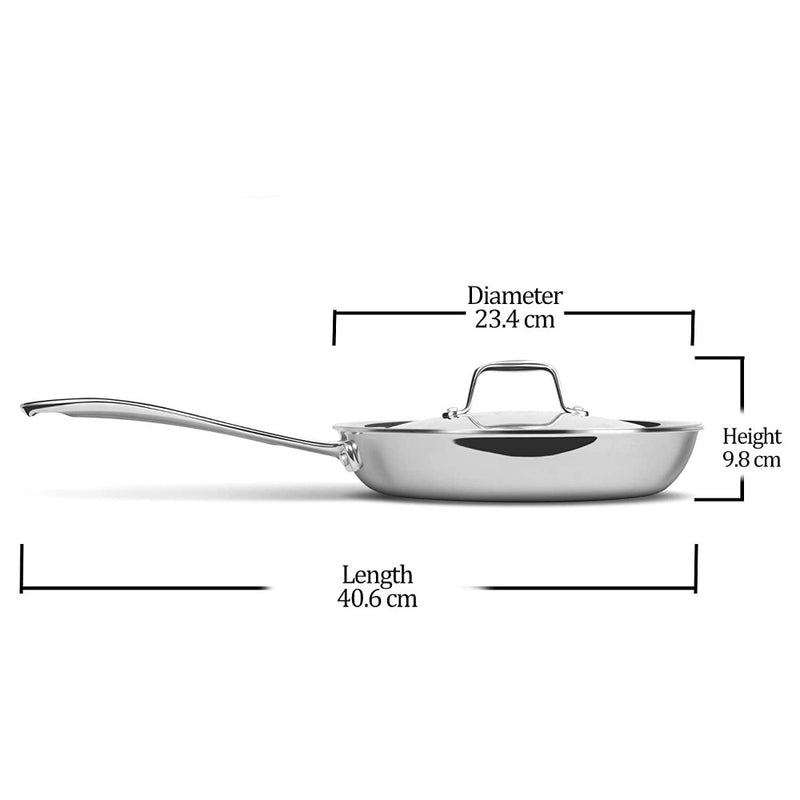 Treo Triply Stainless Steel Fry Pan with Lid - 22 cm - 8