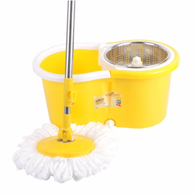 Classy Touch 360°Spin Mop Bucket Set, Adjustable Mop Pole Push & Pull Rotation Automatic Water Wash Mop for Home Kitchen Floor Cleaning - Yellow