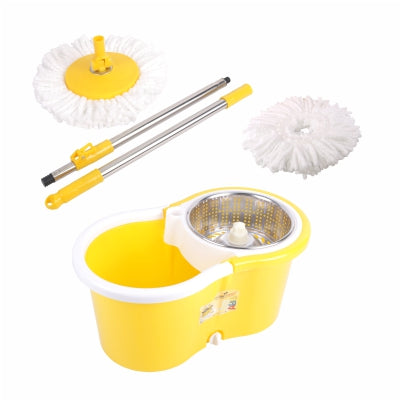 Classy Touch 360 Spin Mop Bucket Set, Adjustable Mop Pole Push & Pull Rotation Automatic Water Wash Mop for Home Kitchen Floor Cleaning - Yellow