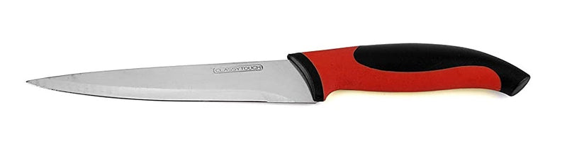 Classy Touch Stainless Steel Kitchen Knife for Vegetable Plastic Finished Handle (22.7 cm -Red)