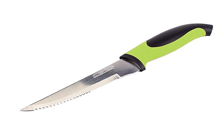 Classy Touch Stainless Steel Steak Kitchen Knife for Vegetable Plastic Finished Handle (22.7-Green)