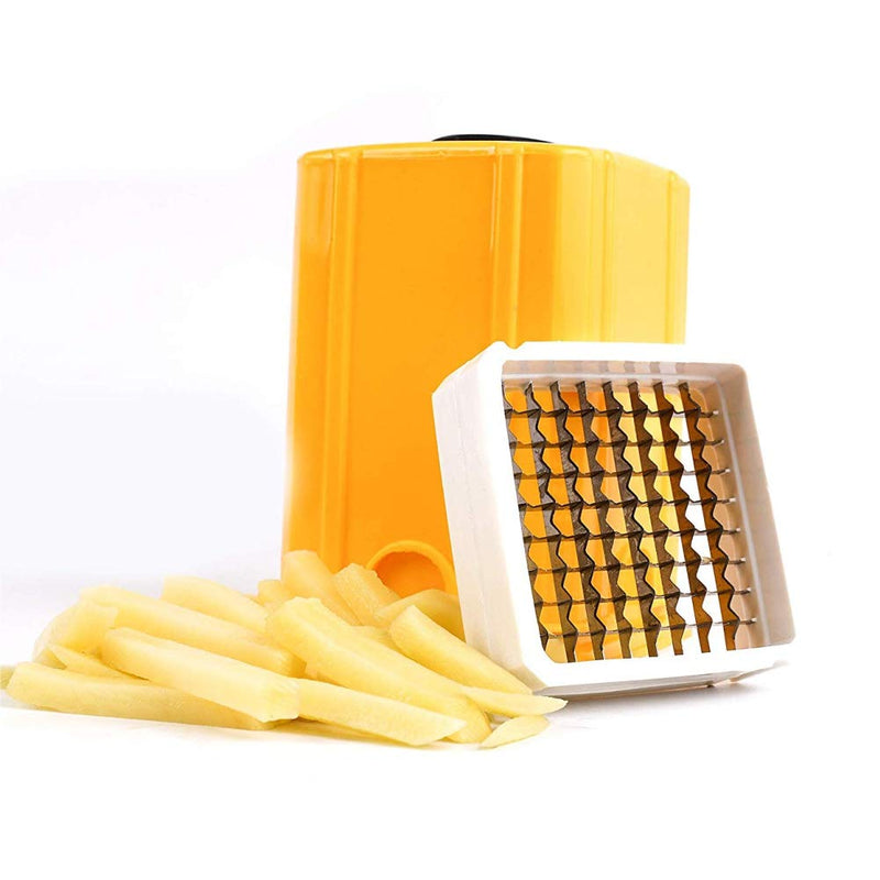 Classy Touch Potato Wedges Finger French Fries Chipser Slicer Dicer Press Cutter, with Cutting Blade, Kitchen Tool - 10 cm (Yellow)