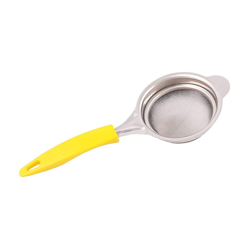 Classy Touch Fine Mesh Stainless Steel Tea Strainer with Non Slip Handle  - 24.5 cm (Yellow-Large)Classy Touch Fine Mesh Stainless Steel Tea Strainer with Non Slip Handle (Yellow) |  Ideal Size for Straining Teas and Cocktails or Sifting Flour, Sugar, Spices, and Herbs