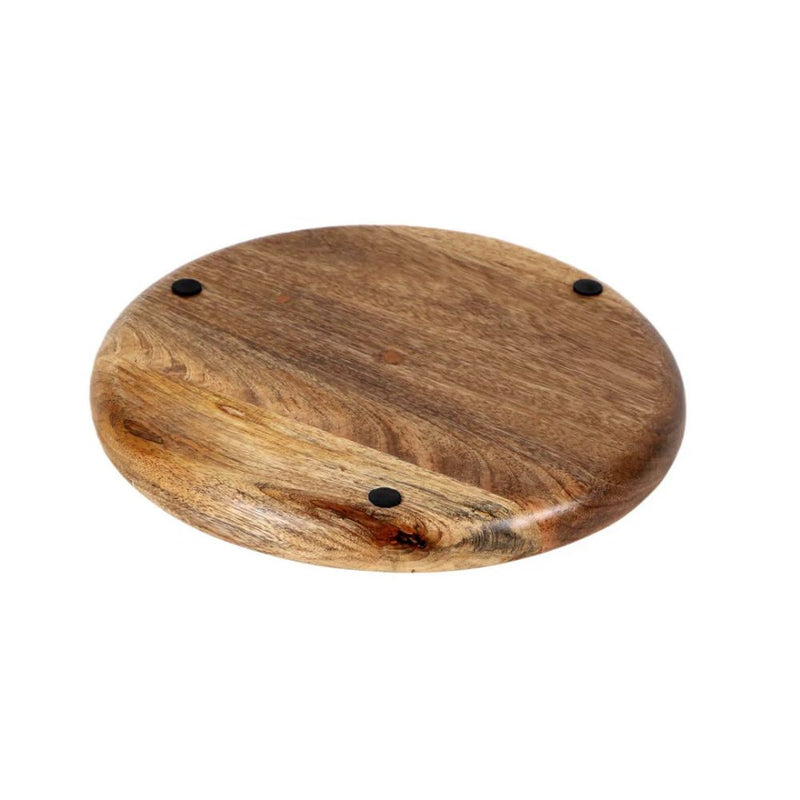 Softel Wooden Round Chip & Dip Platter - 13