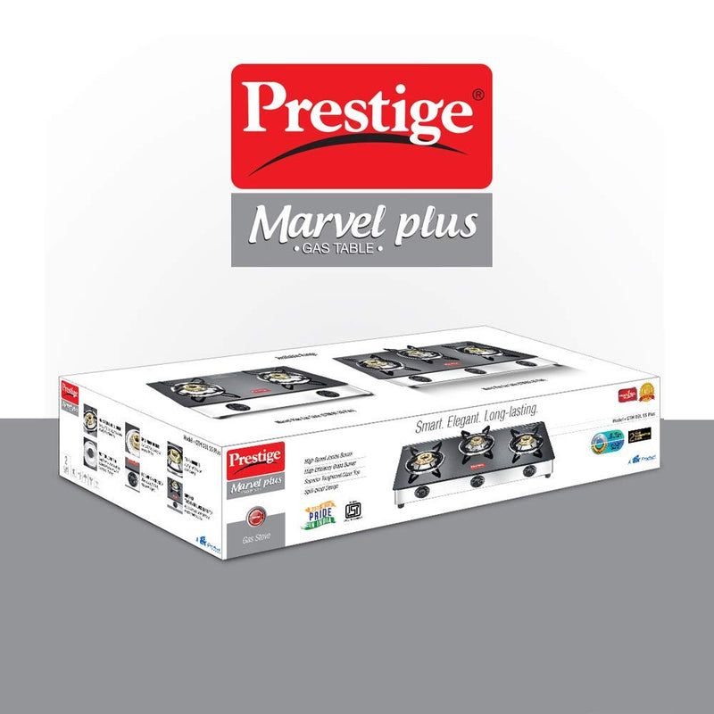 Prestige Marvel Plus Stainless Steel 3 Burner Glass Top Gas Stove - 5