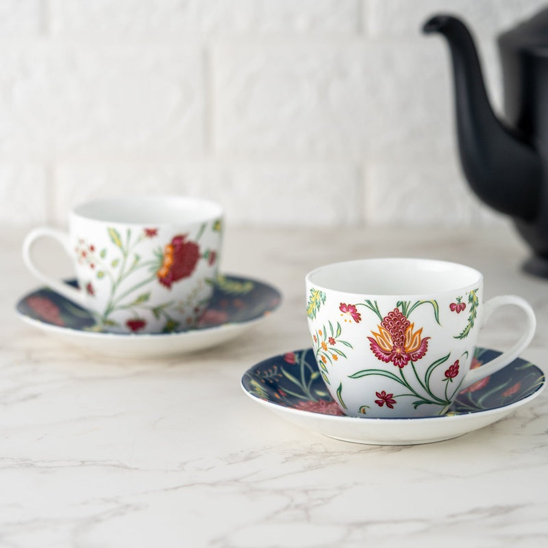 JCPL Ceramic Floral Printed Gardenia Cup & Saucer Set - 1