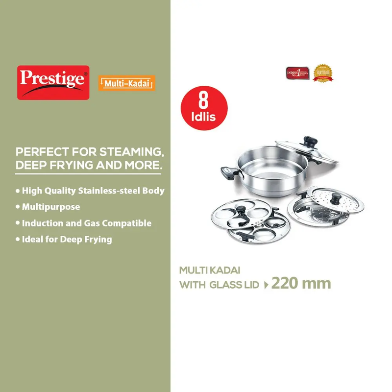 Prestige Stainless Steel Multipurpose Kadai with Glass Lid - 36016 - 3