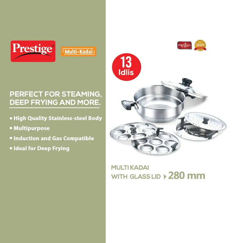 Prestige Stainless Steel Multipurpose Kadai with Glass Lid - 36017 - 3