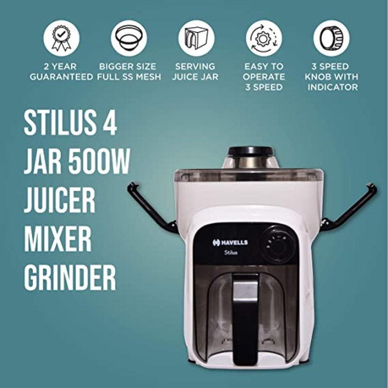 Havells Stilus 500 Watt Juicer Mixer Grinder With 4 Jar - 3