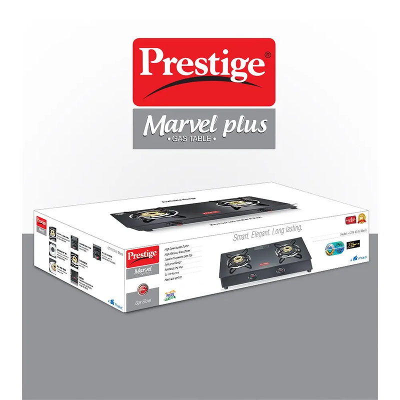 Prestige Marvel Plus GTM02 Toughened Glass Top 2 Burners Gas Stove - 5