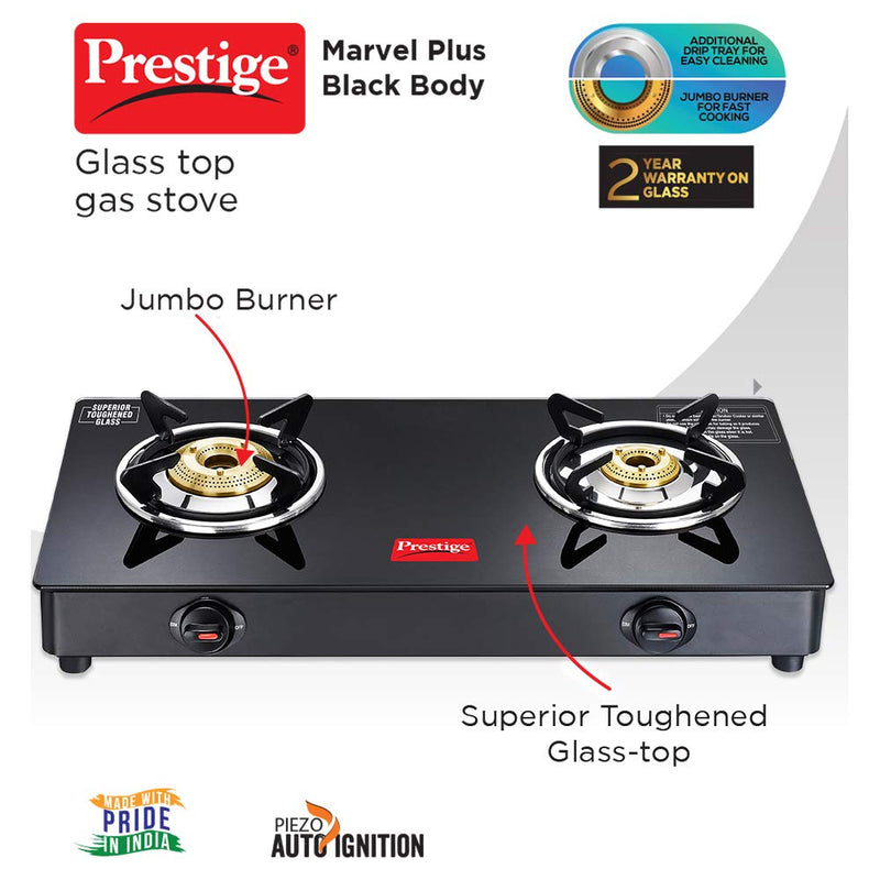 Prestige Marvel Plus Glass Top 2 Burner Gas Stove - 4