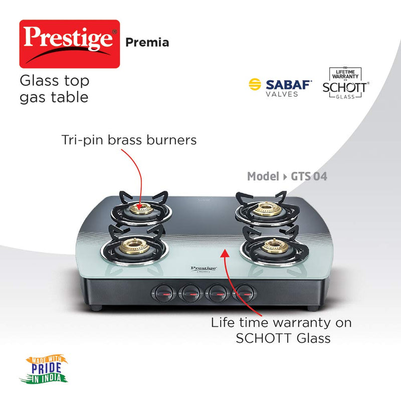 Prestige Premia Schott Glass Top 4 Burners Gas Stove - 3