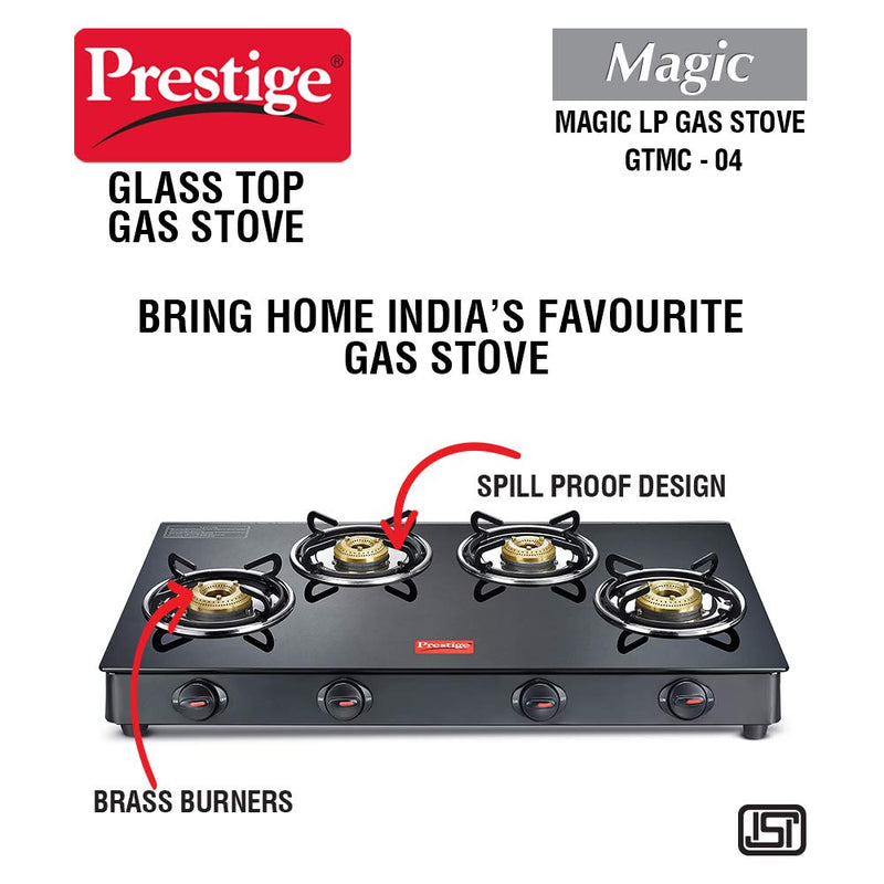 Prestige Magic Glass Top 4 Burners Gas Stove - 2