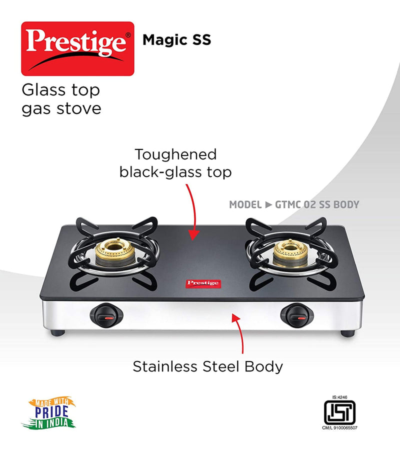 Prestige Magic 2 Burner Gas Stove Stainless Steel Body GTMC 02 SS