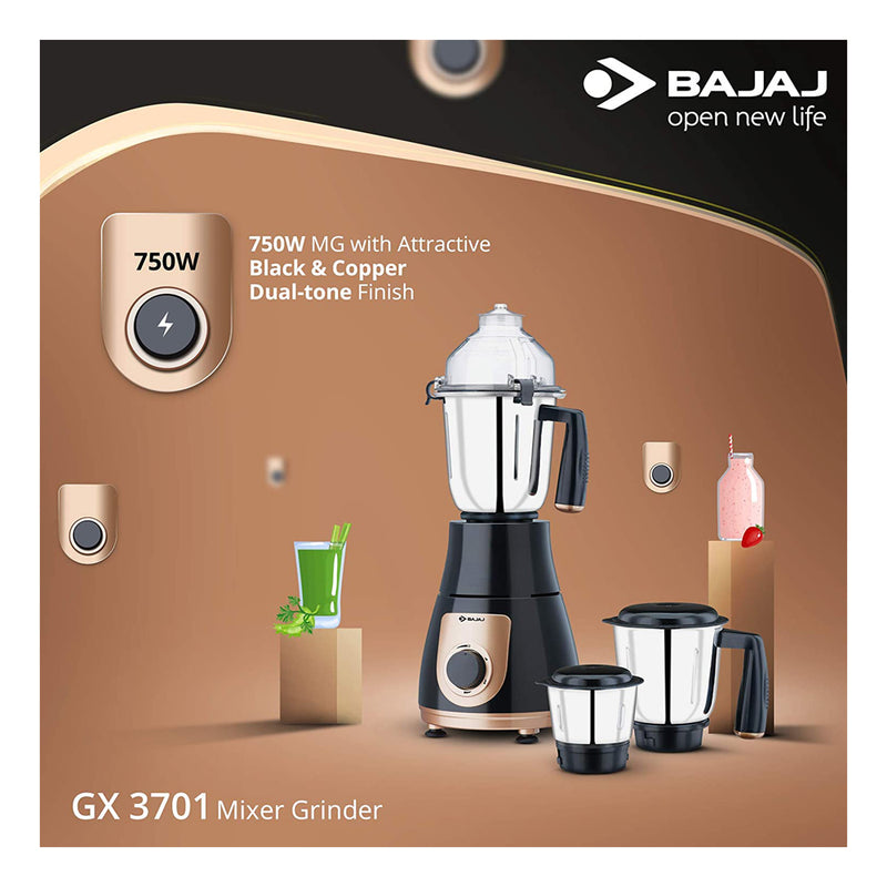 Bajaj GX 3701 750 Watts Mixer Grinder with 3 Jars - 410528 - 6