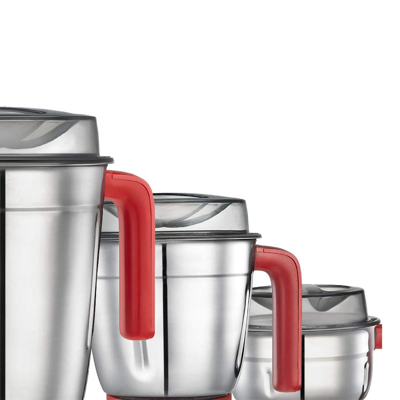Prestige Stylo V2 750 W Mixer Grinder with 3 Stainless Steel Jars, Red