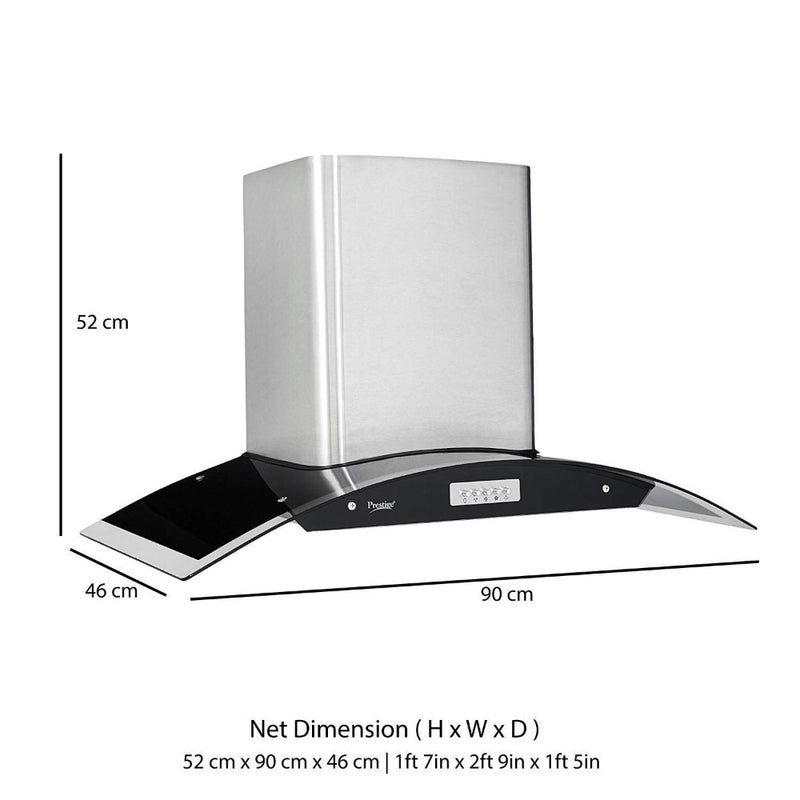 Prestige GKH 900 CS-Plus Curved Glass Wall Mounted Kitchen Hood Chimney - 41634 - 3