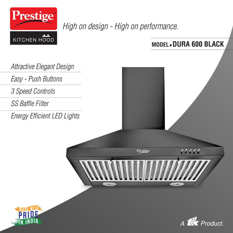 Prestige Dura 600 Powder Coated Kitchen Hood Chimney with Baffle Filters - 41828 - 3