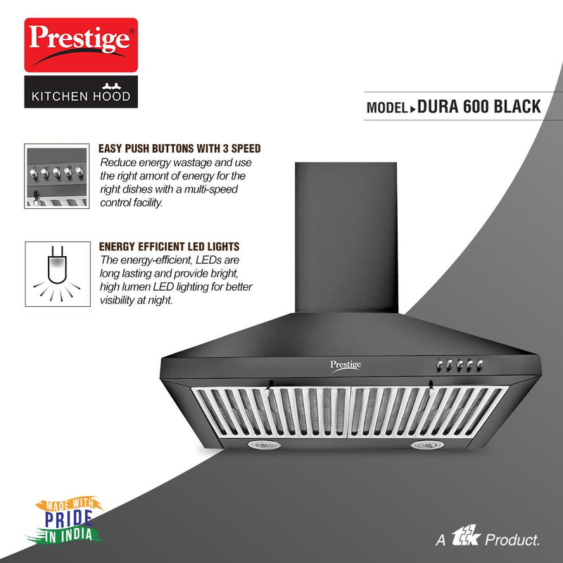 Prestige Dura 600 Powder Coated Kitchen Hood Chimney with Baffle Filters - 41828 - 5
