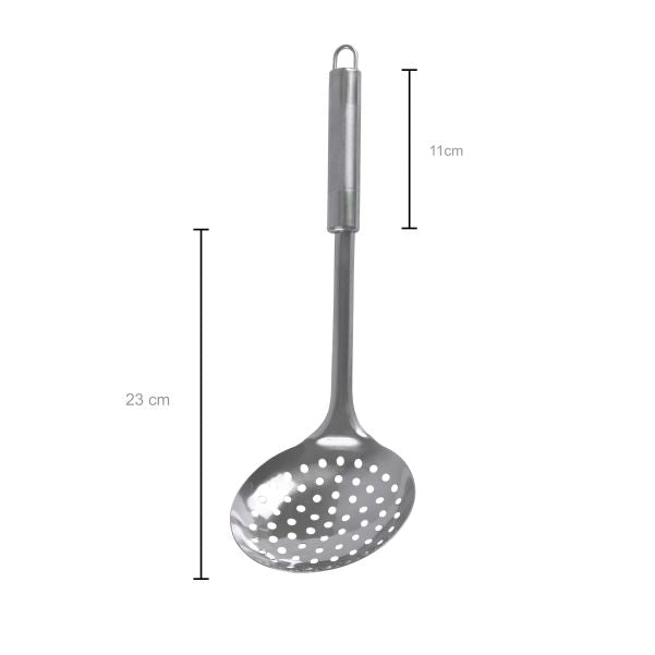 Classy Touch Skimmer Slotted Spoon Stainless Steel Slotted Spoon Ergonomic Handle, Comfortable Grip Design Strainer Ladle for Kitchen, 14 Inches