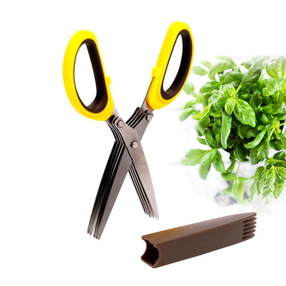 Classy Touch Herb Scissor Multipurpose Cutting Shears with 5 Stainless Steel Blades and Safety Cover - 1