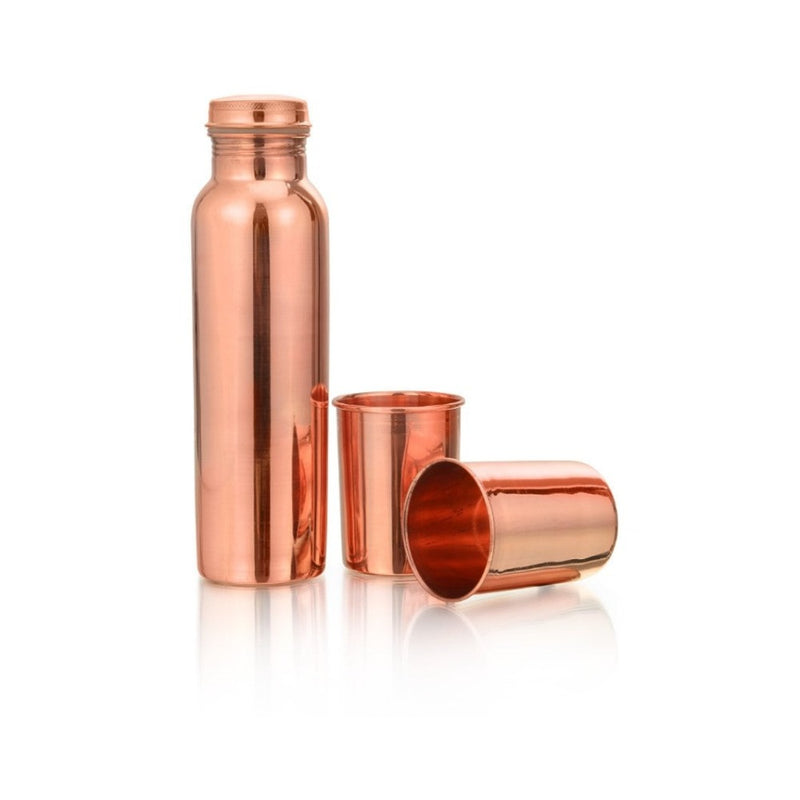 LaCoppera Pure Copper Bottle with 2 Glass Set - 2