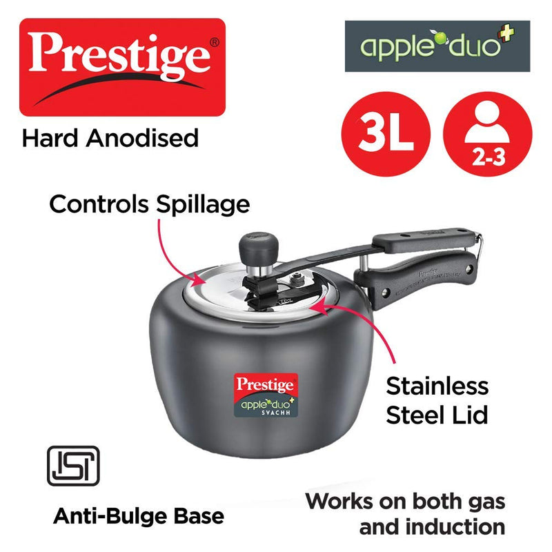 Prestige Svachh Apple Duo Plus Hard Anodized Pressure Cooker - 20263 - 7