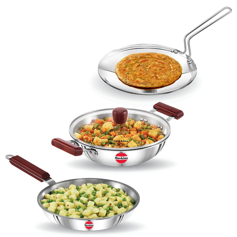 Hawkins 3-pc Tri-Ply Stainless Steel Cookware Set (SSET2) | Induction Compatible