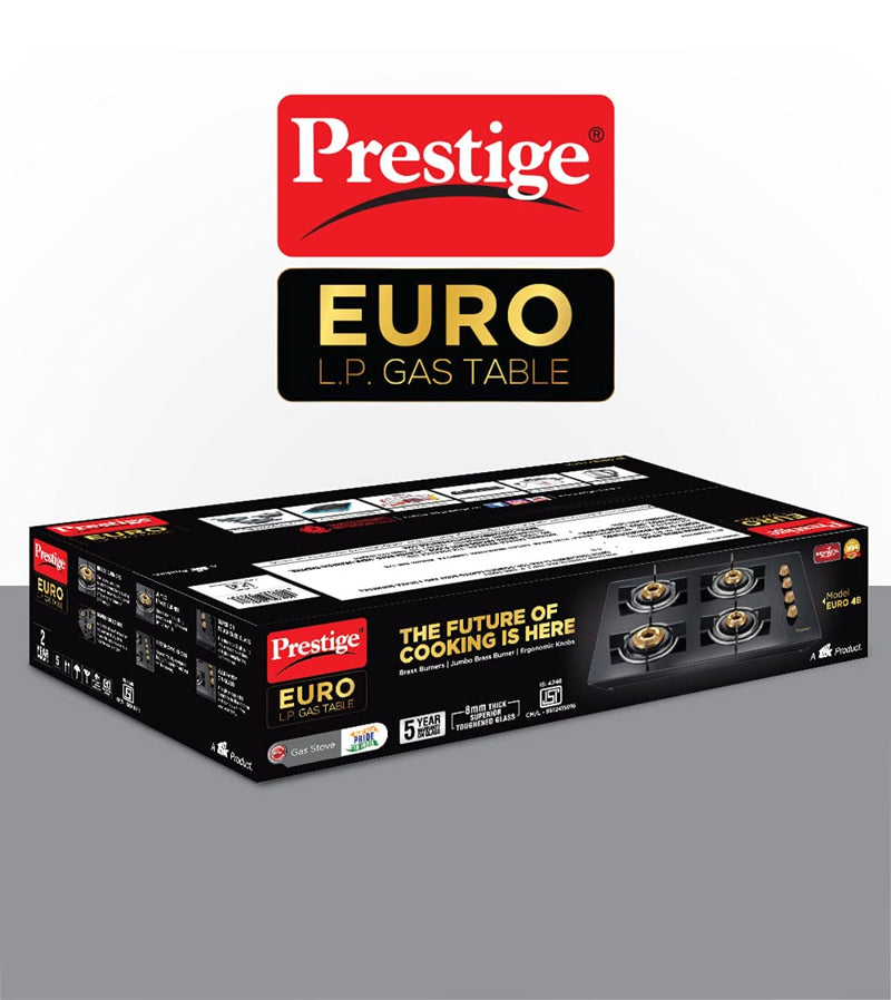 Prestige Euro Glass Top 4 Burners Gas Stove With Toughened Glass Top - 40367 - 6